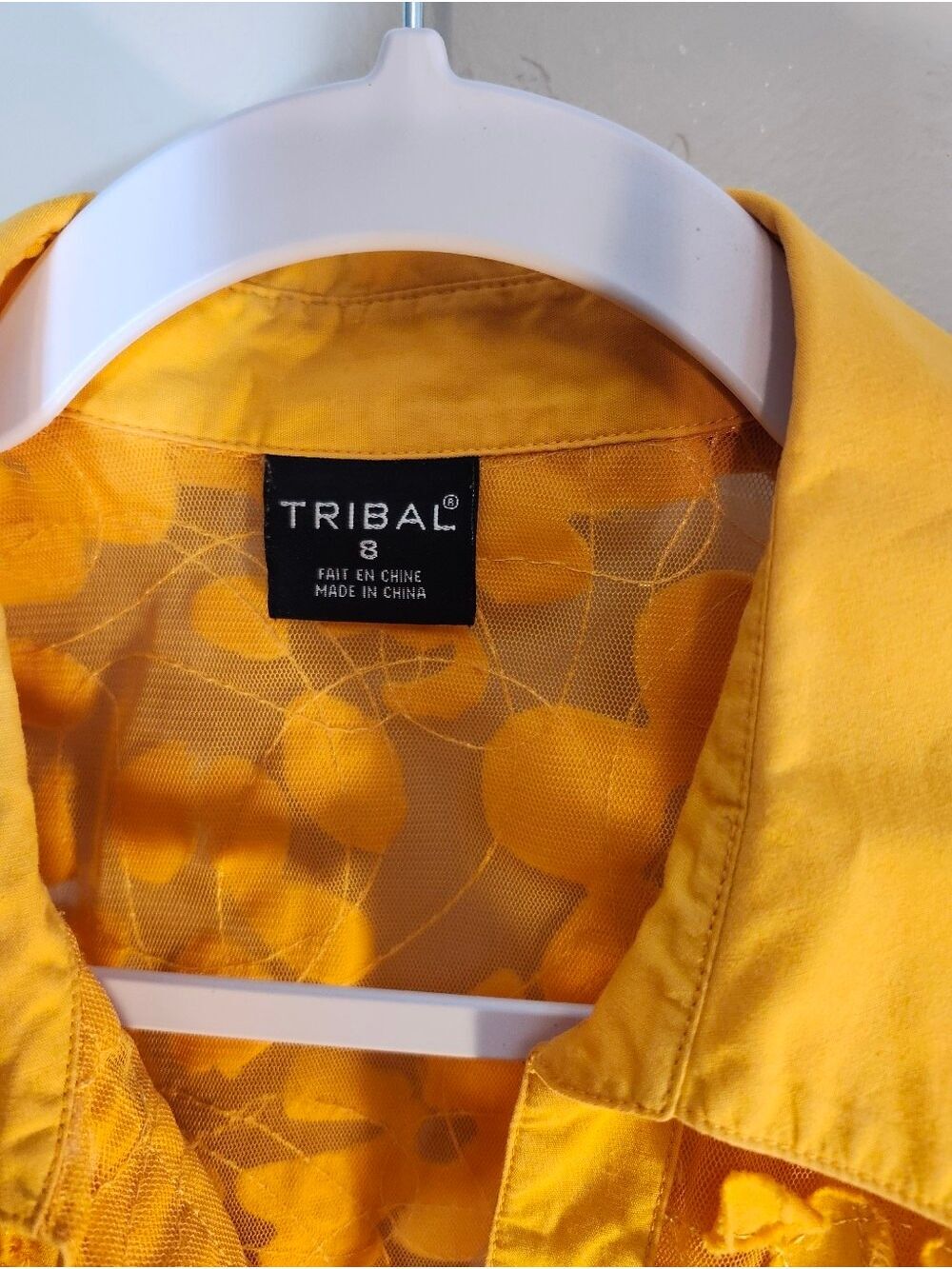 Tribal Yellow Lace Button-Up Top - Picture 2 of 8
